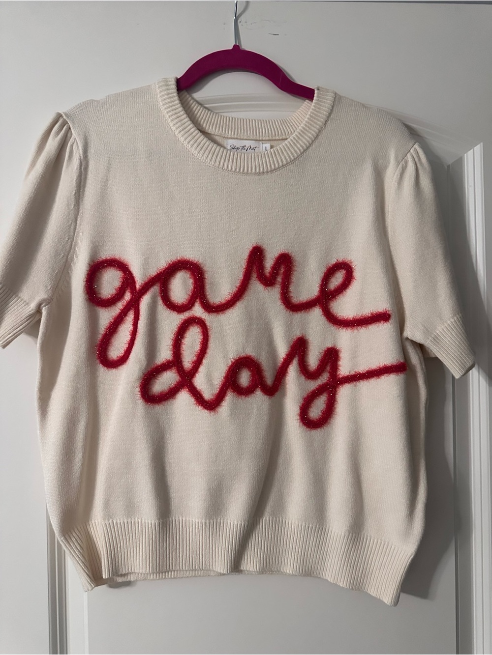 ‘Game Day' Crewneck Sweater - Cream with Red NWOT